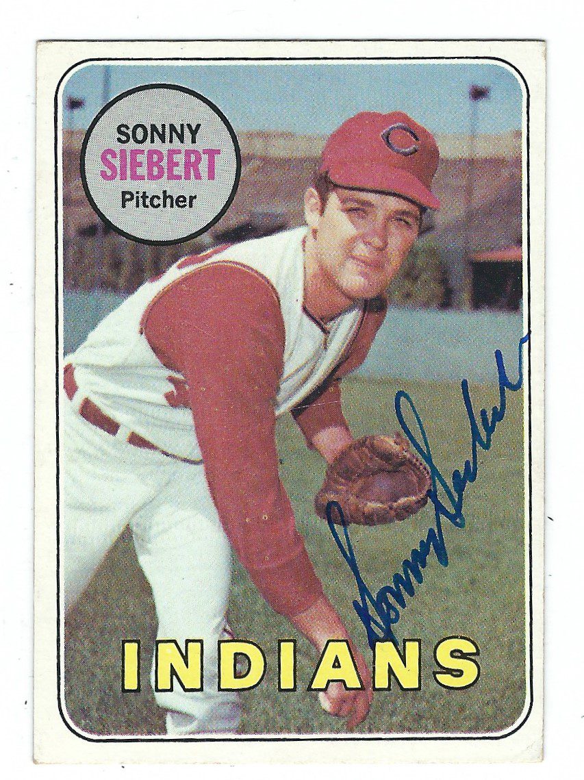 Autographed SONNY SIEBERT 1969 Topps Card Main Line Autographs