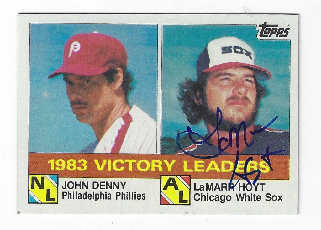 Autographed LAMARR HOYT 1984 Topps Card Main Line Autographs