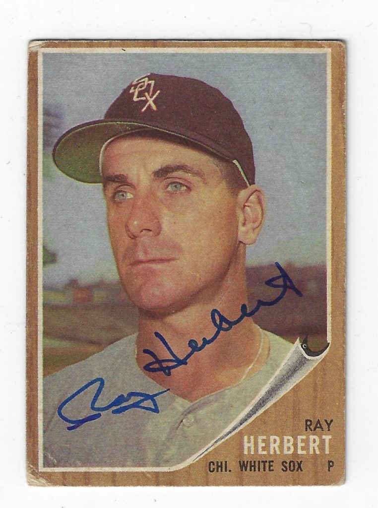 Autographed Ray Herbert Topps Card Main Line Autographs