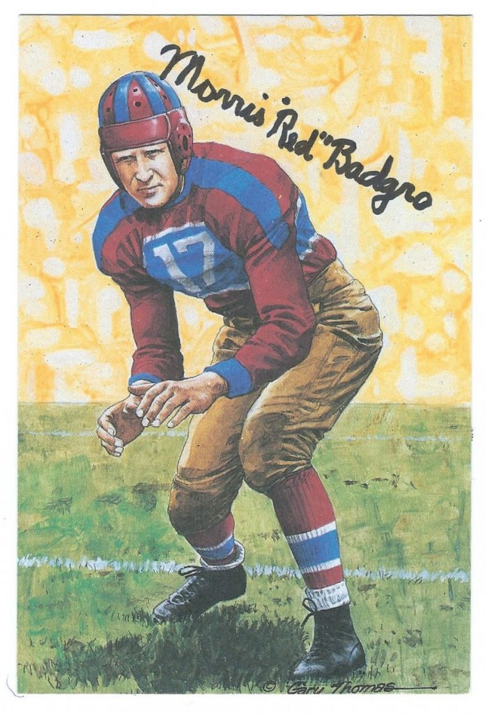 Autographed Morris Red Badgro Goal Line Art Card Main Line Autographs