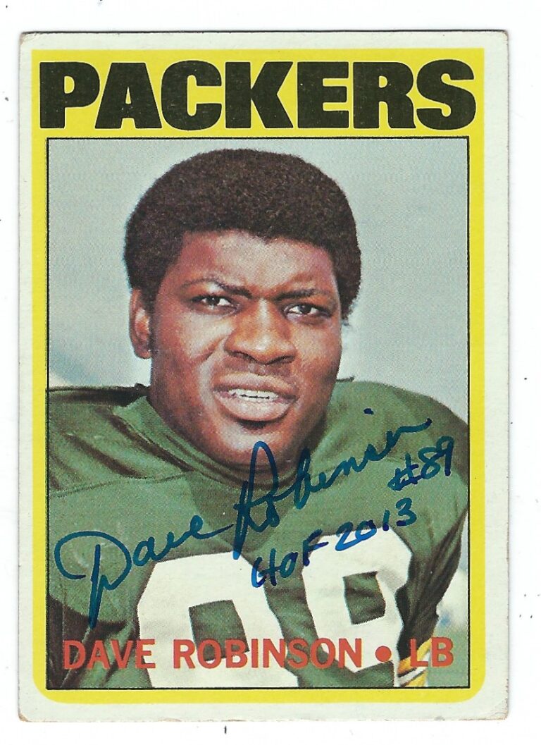 Autographed Dave Robinson Green Bay Packers Topps Card Main Line