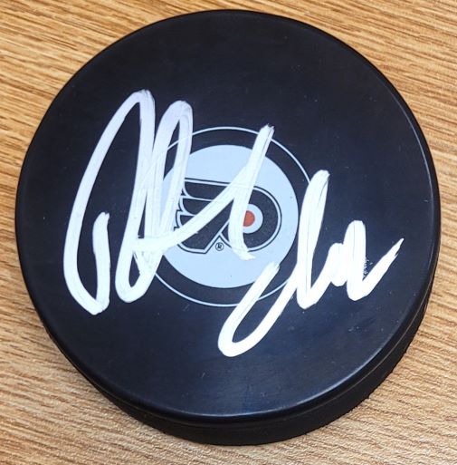 AUTOGRAPHED ROBERT ESCHE Philadelphia Flyers Hockey Puck Main Line