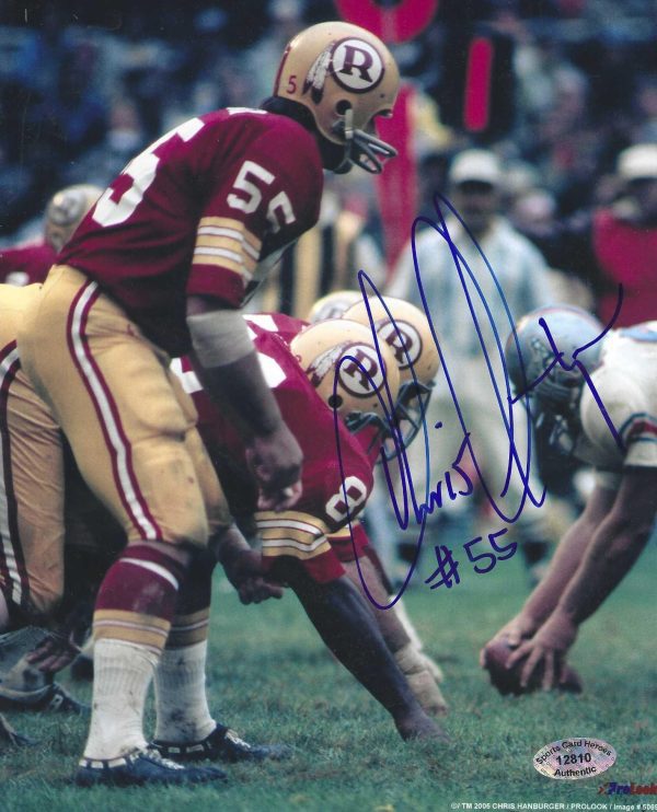 Autographed CHRIS HANBURGER 8x10 Washington Redskins Photo