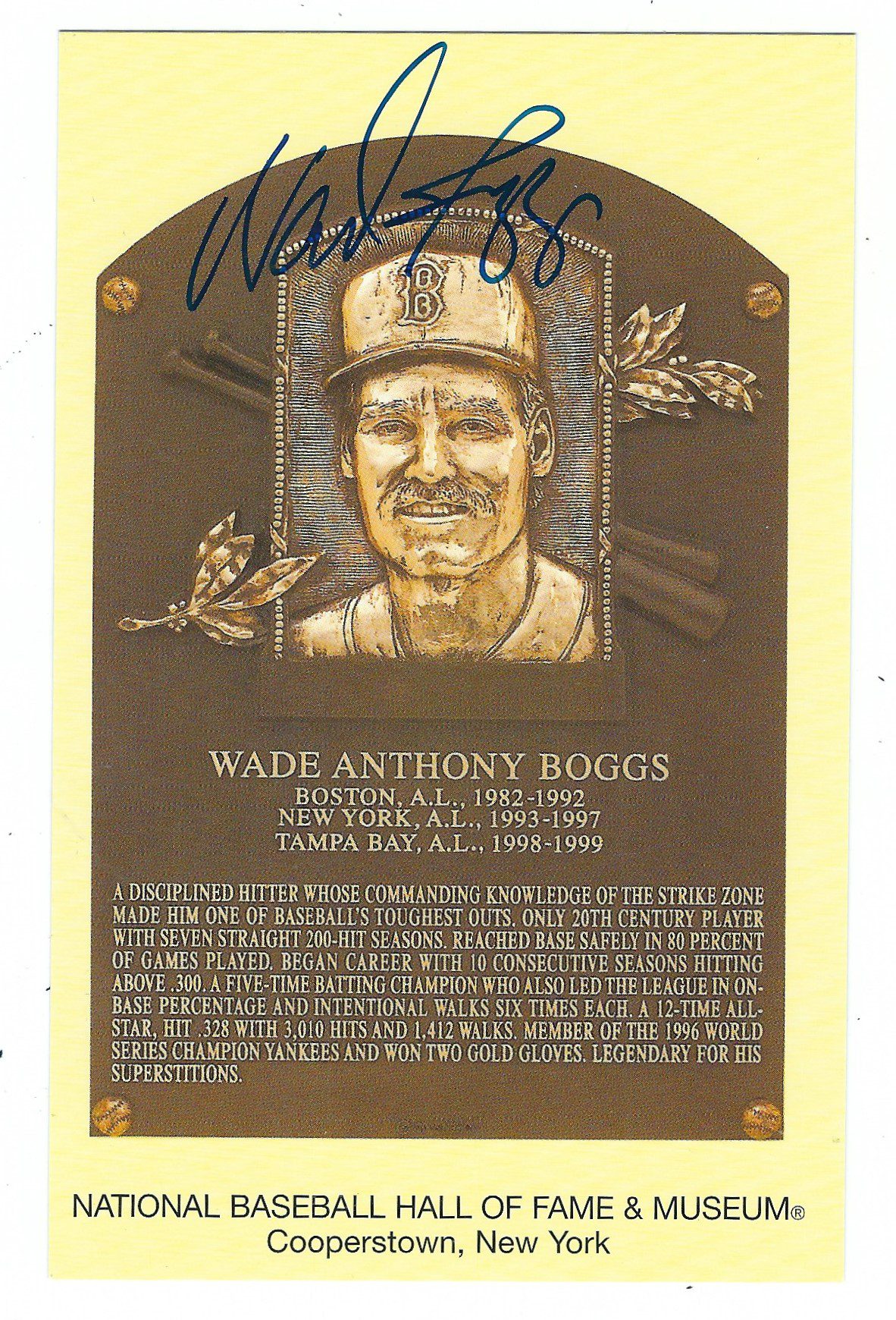 Wade Boggs Baseball Hall of Fame 18 x 14 Framed Plaque Art