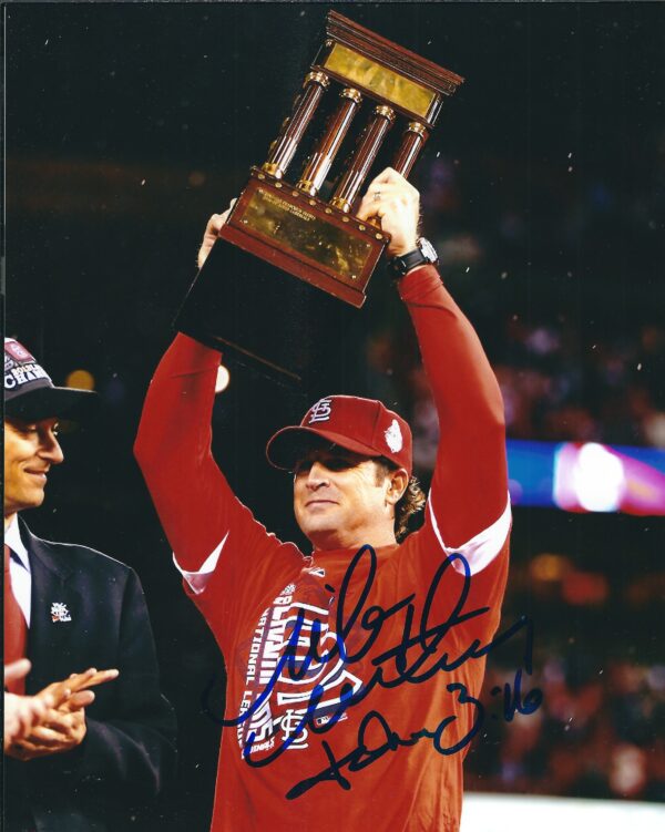 AUTOGRAPHED MIKE MATHENY 8X10 St. Louis Cardinals photo