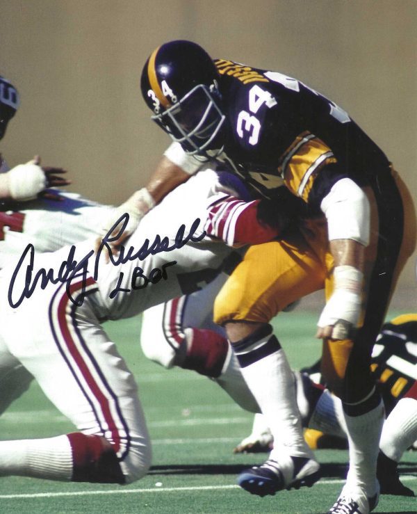 Autographed ANDY RUSSELL 8X10 Pittsburgh Steelers Photo