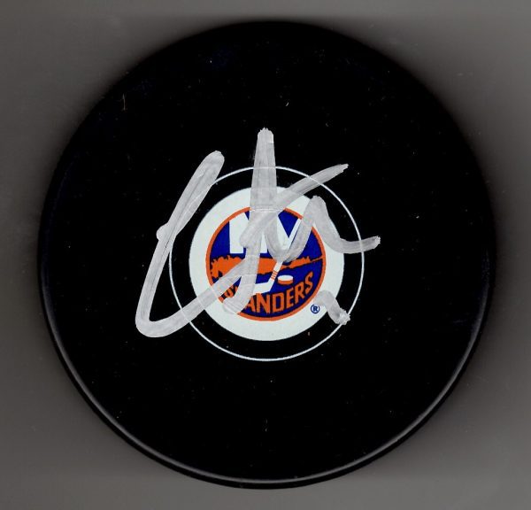 Autographed CHAD JOHNSON New York Islanders Hockey Puck