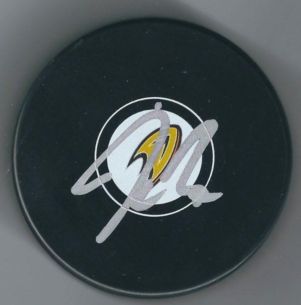 Autographed JONATHAN BERNIER Anaheim Ducks Hockey Puck