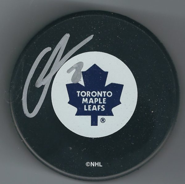 Autographed AKI BERG Toronto Maple Leafs Hockey Puck