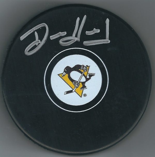 Autographed DENIS HERRON Pittsburgh Penguins Hockey Puck