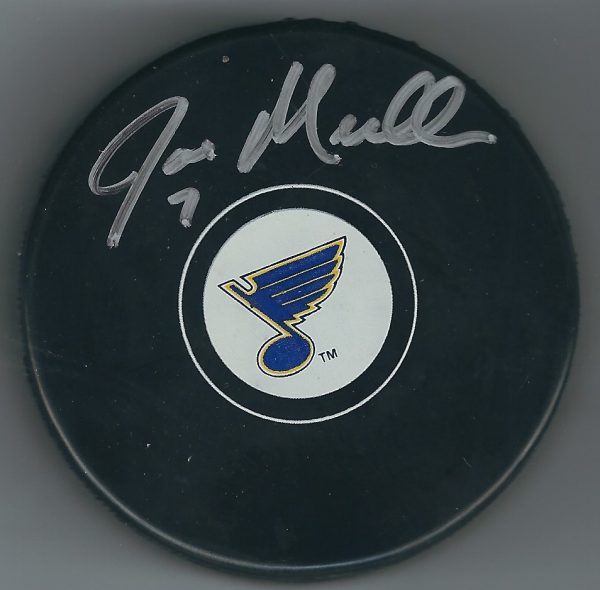 Autographed JOE MULLEN HOF St Louis Blues Hockey Puck