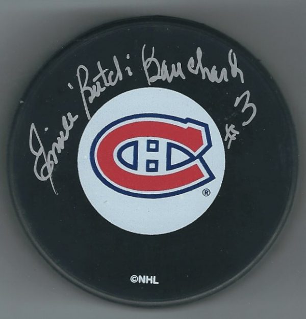 AUTOGRAPHED EMILE BOUCHARD Montreal Candiens Puck