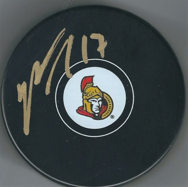 Autographed NATE THOMPSON Ottawa Senators Hockey Puck