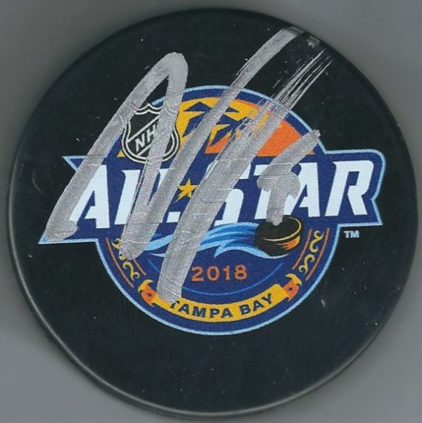 Autographed NOAH HANIFIN Carolina Hurricanes 2018 All Star Game Hockey Puck