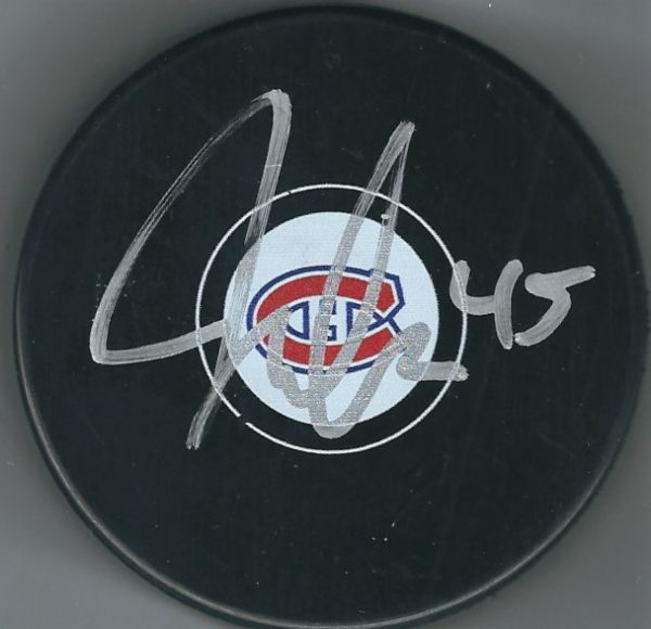 Autographed JOSEPH MORROW Montreal Canadiens Hockey Puck