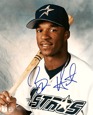 Brian Hunter autographed Baseball Card (Houston Astros) 1996 Leaf Studio #81