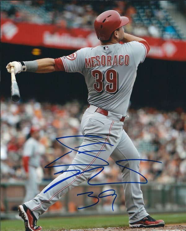 AUTOGRAPHED DEVIN MESORACO 8X10 Cincinnati Reds Photo