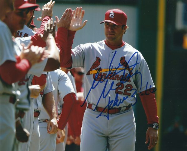 AUTOGRAPHED MIKE MATHENY 8X10 St. Louis Cardinals photo