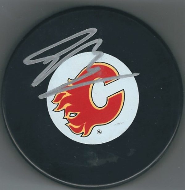 Autographed SAM BENNETT Calgary Flames Hockey Puck