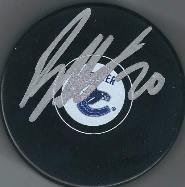 Autographed BRANDON SUTTER Vancouver Canucks Hockey Puck