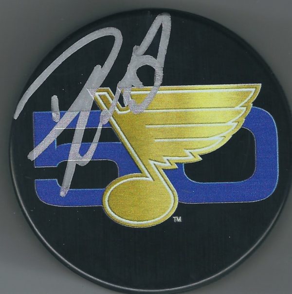 Autographed DAVE LOWRY St. Louis Blues 50th Anniversary Hockey Puck