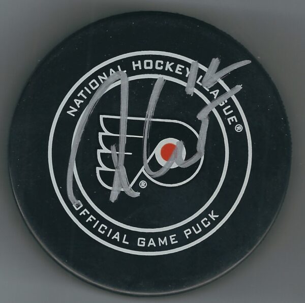 Autographed MICHAEL RAFFL Philadelphia Flyers Game Hockey Puck