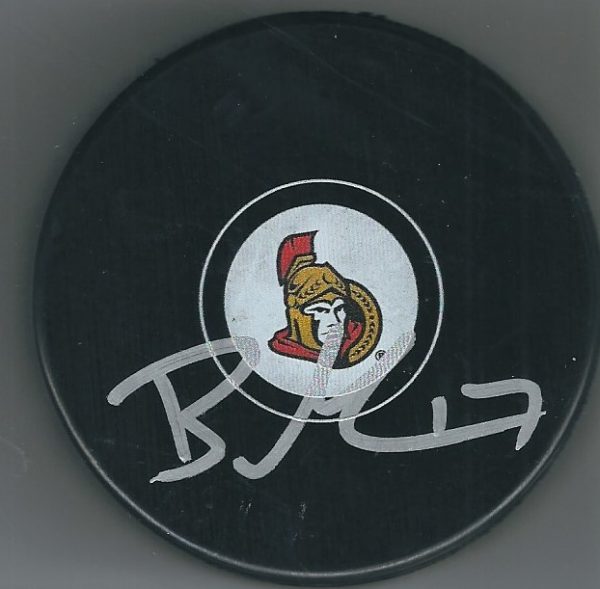 Autographed BRIAN GIBBONS Ottawa Senators Hockey Puck