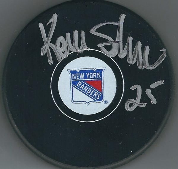 Autographed KEVIN STEVENS New York Rangers Hockey Puck