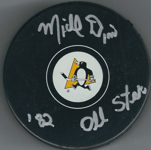 Autographed MICHEL DION Pittsburgh Penguins Hockey Puck