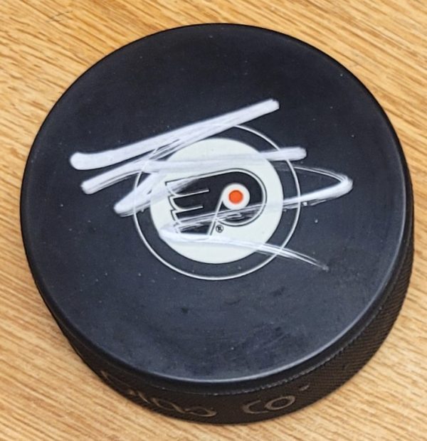 Autographed SCOTT LAUGHTON Philadelphia Flyers Hockey Puck