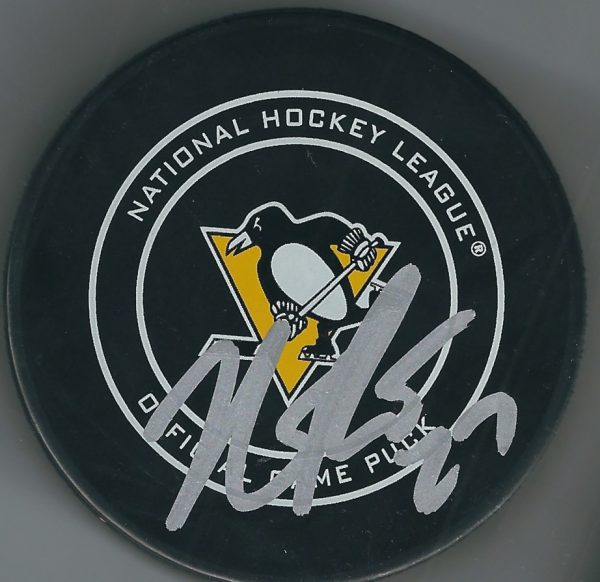 Autographed NICK BJUGSTAD Pittsburgh Penguins Game Hockey Puck