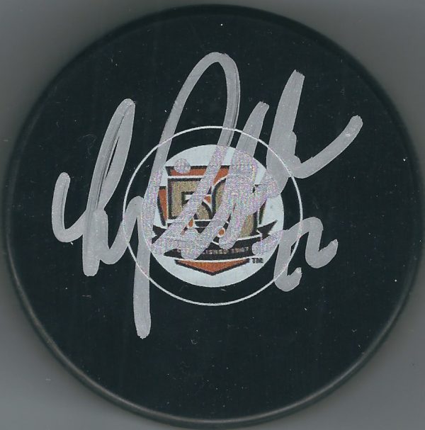 Autographed LUKE RICHARDSON Philadelphia Flyers 50th Anniversary Hockey Puck