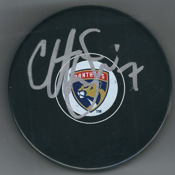 Autographed COLTON SCEVIOUR Florida Panthers Hockey Puck