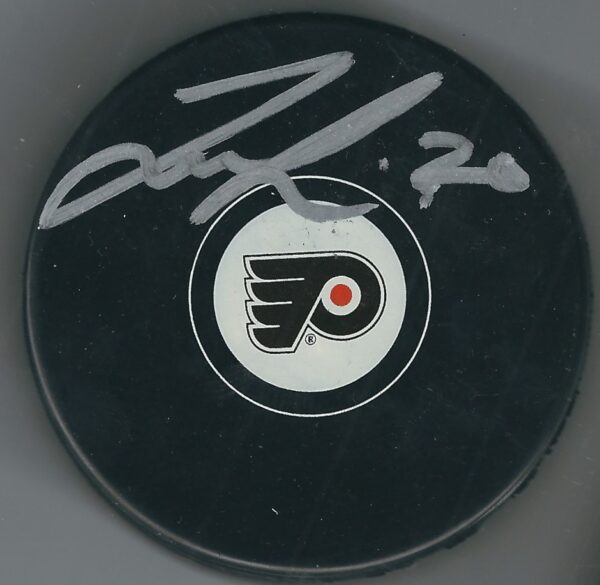 Autographed TAYLOR LEIER Philadelphia Flyers Hockey Puck