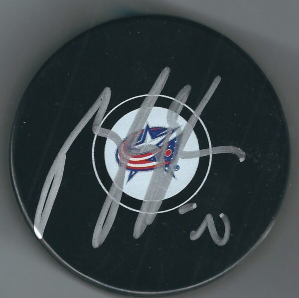 Autographed BRANDON SAAD Columbus Blue Jackets Hockey Puck