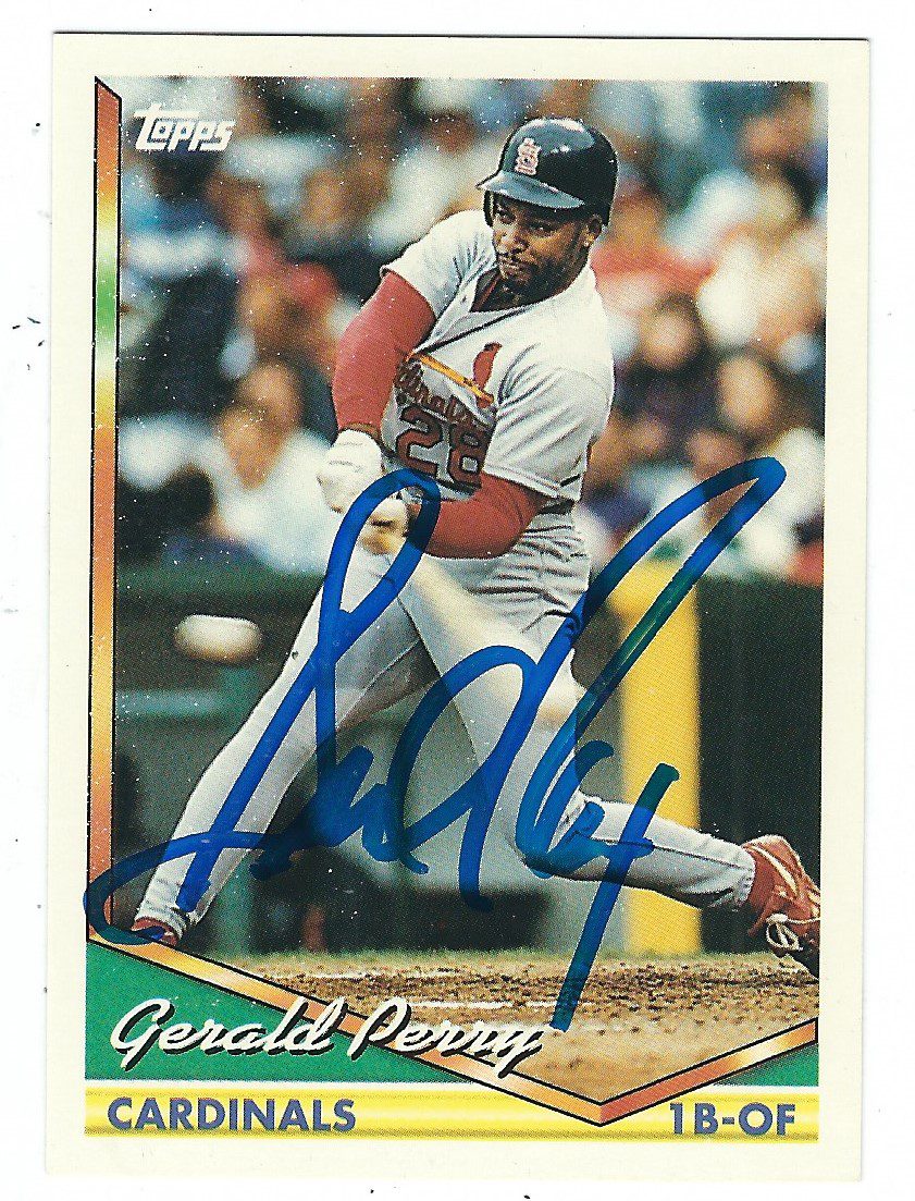 Autographed GERALD PERRY 1994 Topps Card - Main Line Autographs