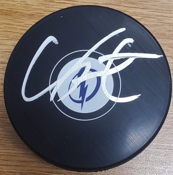 AUTOGRAPHED CAL FOOTE Tampa Bay Lightning Puck