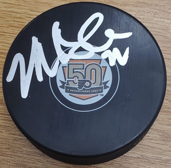 Autographed MIKE KNUBLE Philadelphia Flyers 50th Anniversary Hockey Puck