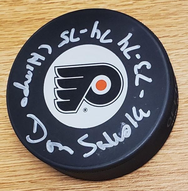 Autographed DON SALESKI Philadelphia Flyers Hockey Puck