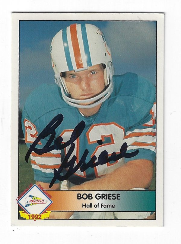 Autographed BOB GRIESE Miami Dolphins 1992 Pacific Card