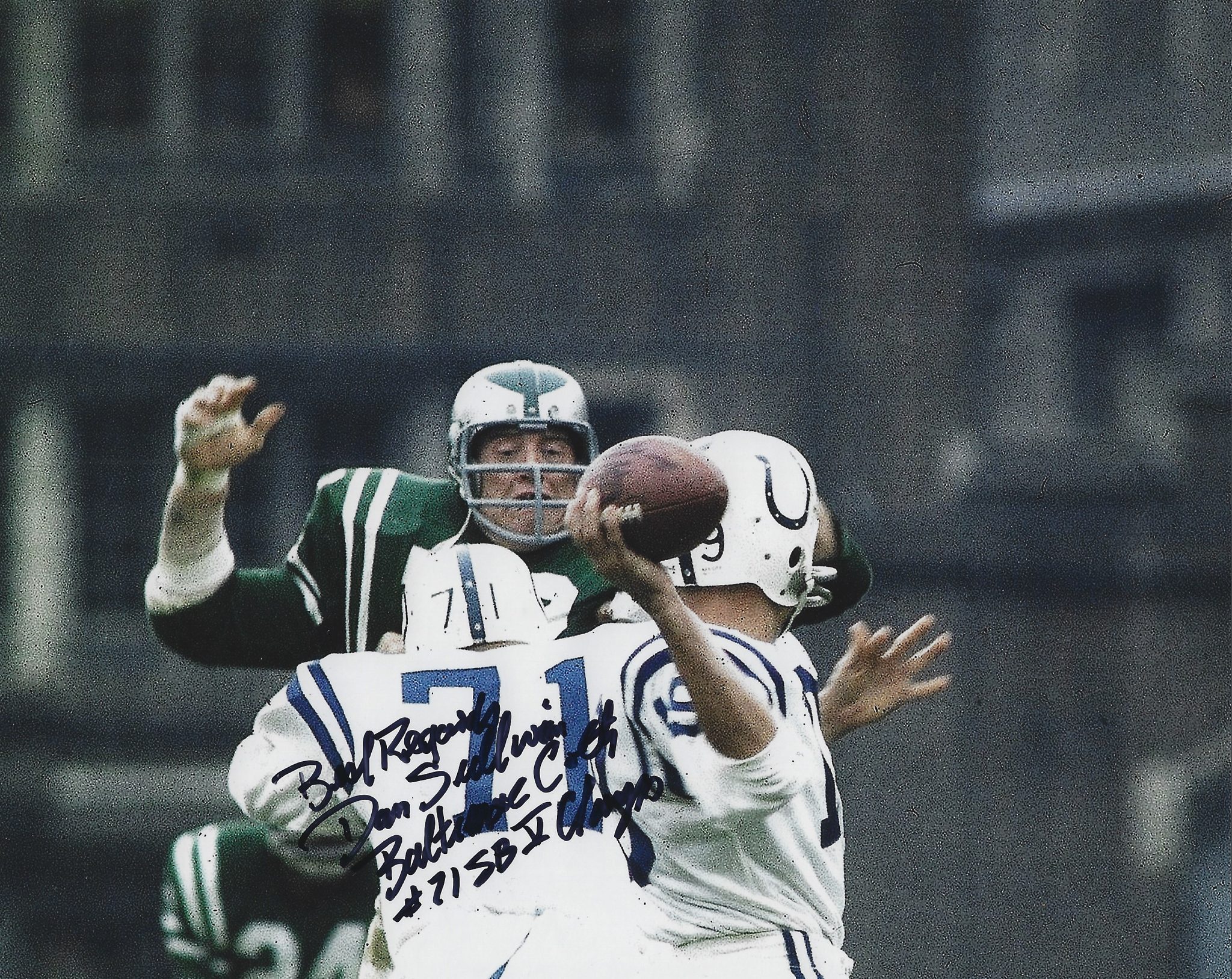 Autographed DAN SULLIVAN 8X10 Baltimore Colts Photo - Main Line Autographs