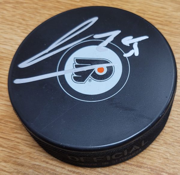 Autographed JAMES VAN RIEMSDYK Philadelphia Flyers Hockey Puck