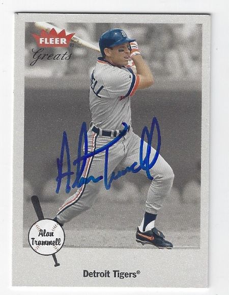 Autographed ALAN TRAMMELL Detroit Tigers 2002 Fleer Greats of the
