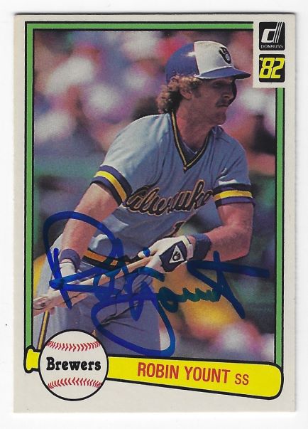 Autographed ROBIN YOUNT Milwaukee Brewers 1982 Donruss Card - Main
