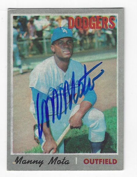 Autographed MANNY MOTA Los Angeles Dodgers 1970 Topps Card - Main