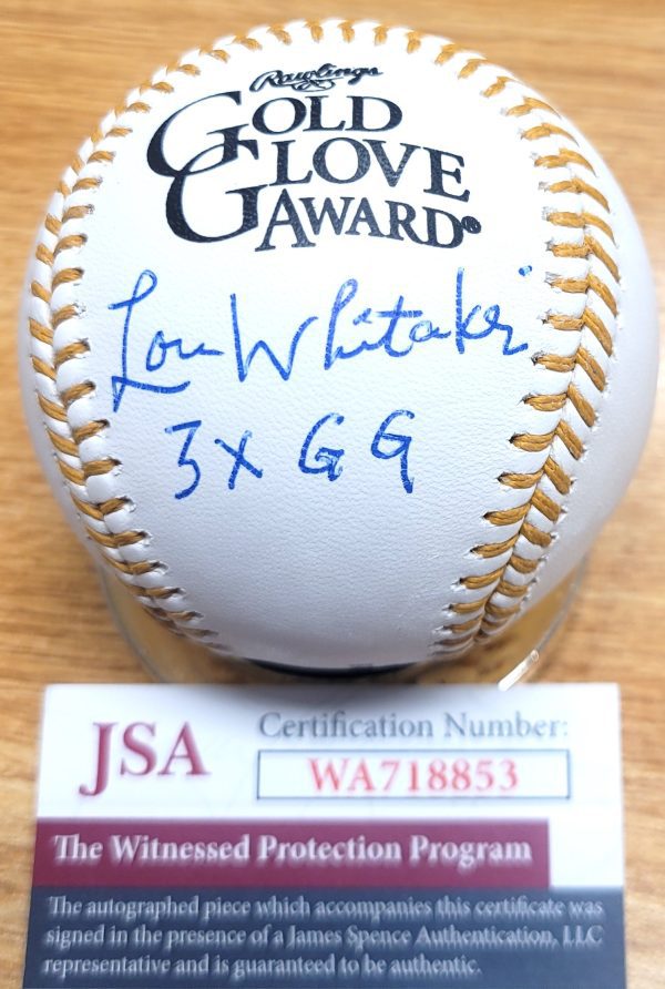 AUTOGRAPHED Lou Whitaker Gold Glove Rawlings Major League Baseball- JSA