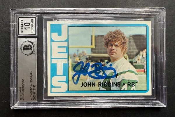 Signed 1972 Topps John Riggins Rookie Card #13 Beckett Slabbed Auto grade 10