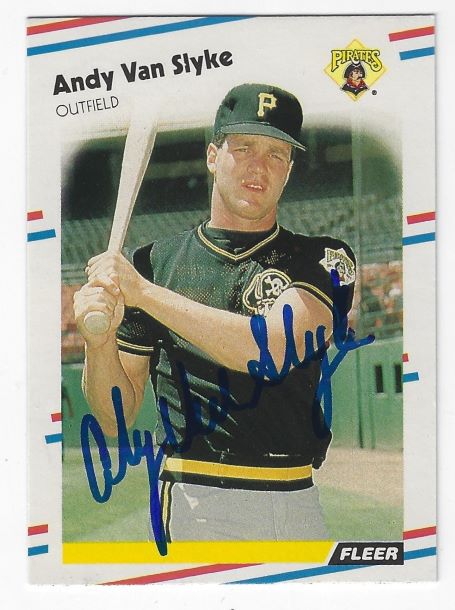 Autographed ANDY VAN SLYKE Pittsburgh Pirates 1988 Fleer Card