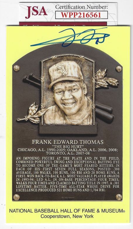 Autographed Frank Thomas Hall Of Fame Gold Plaque Postcard Jsa Main Line Autographs 