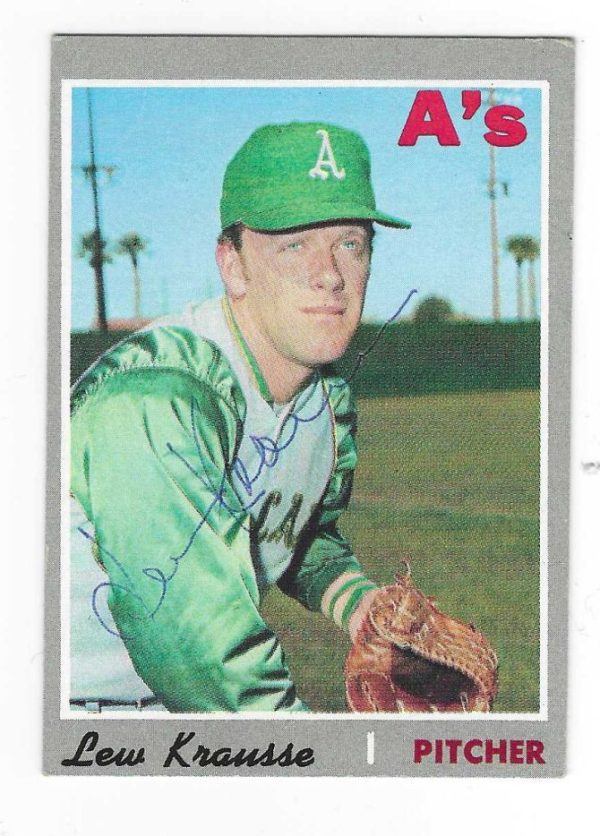 Autographed LEW KRAUSSE Oakland A's 1970 Topps card #233